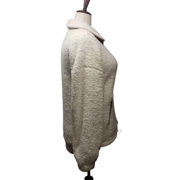 SO Women’s Fleece Pullover S Cream Tan Oversized Quarter-Zip Cozy Layers - Picture 2 of 9